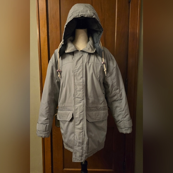 Field & Stream Jackets & Blazers - Vintage Field‎ & Stream Women's Grey Down Fleece Outdoor Jacket Size L Heavy EUC